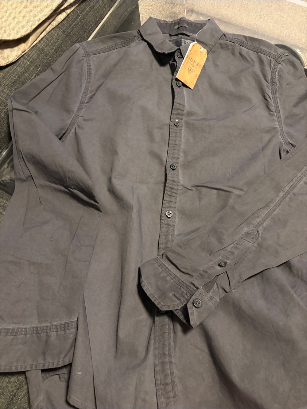 GUESS Men's Charcoal Button-Down Shirt